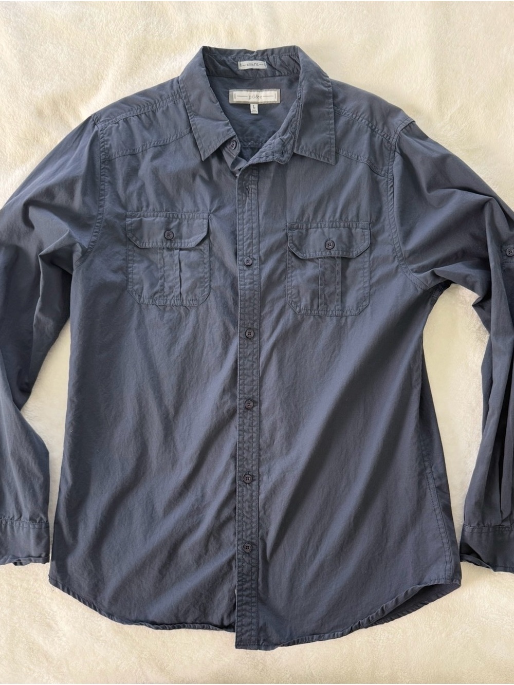 PD&C Men's Button-Down Shirt in Slate Blue